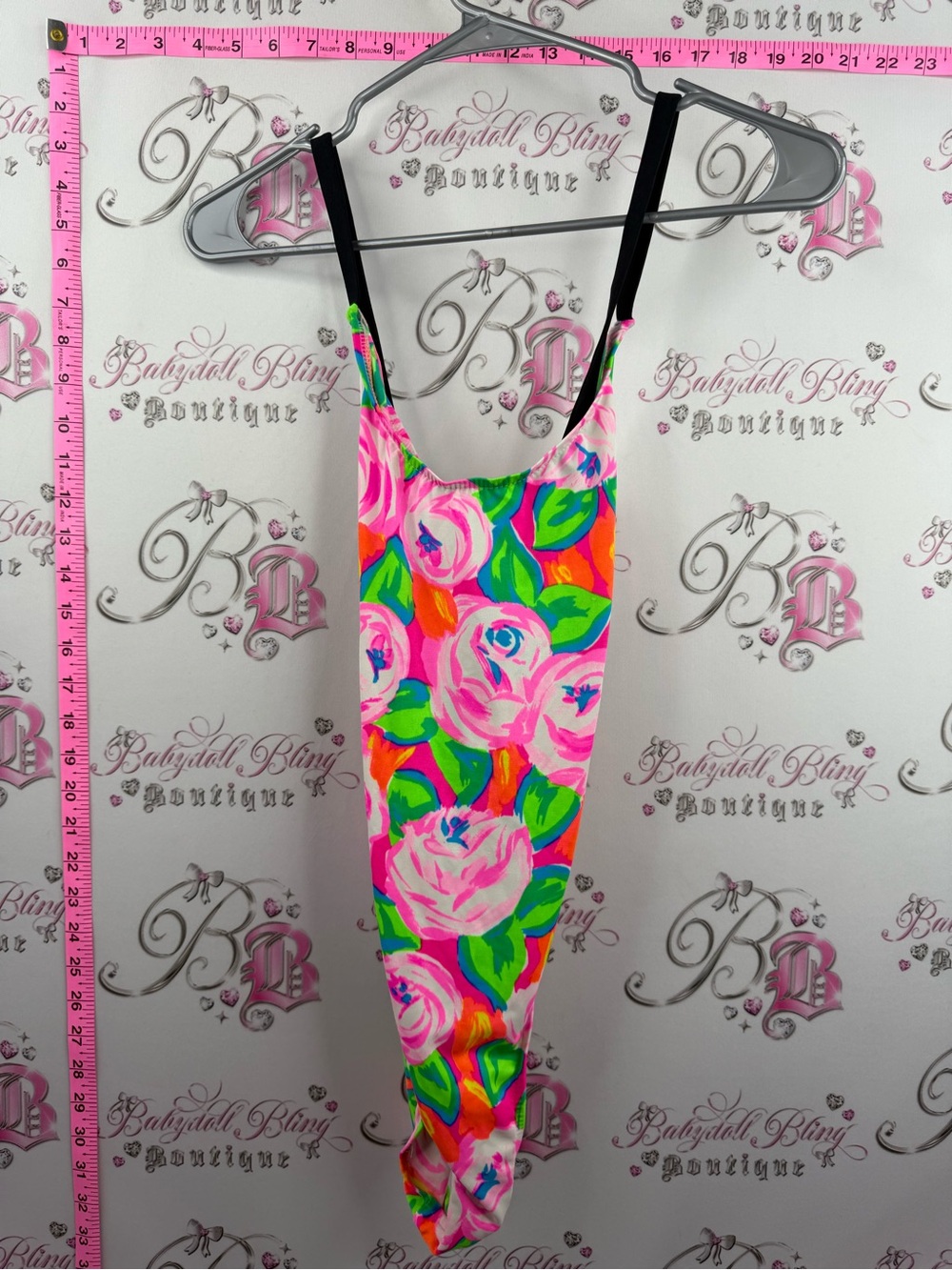 St. Tropez vintage one piece swim Neon Floral Bikini - Pink, Green & Orange